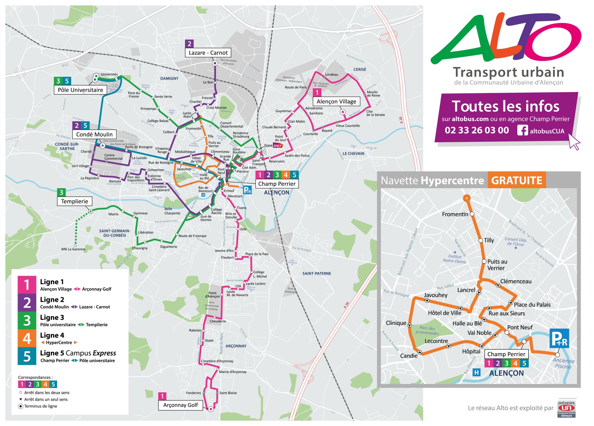 Carte du réseau Alto 2019-2020